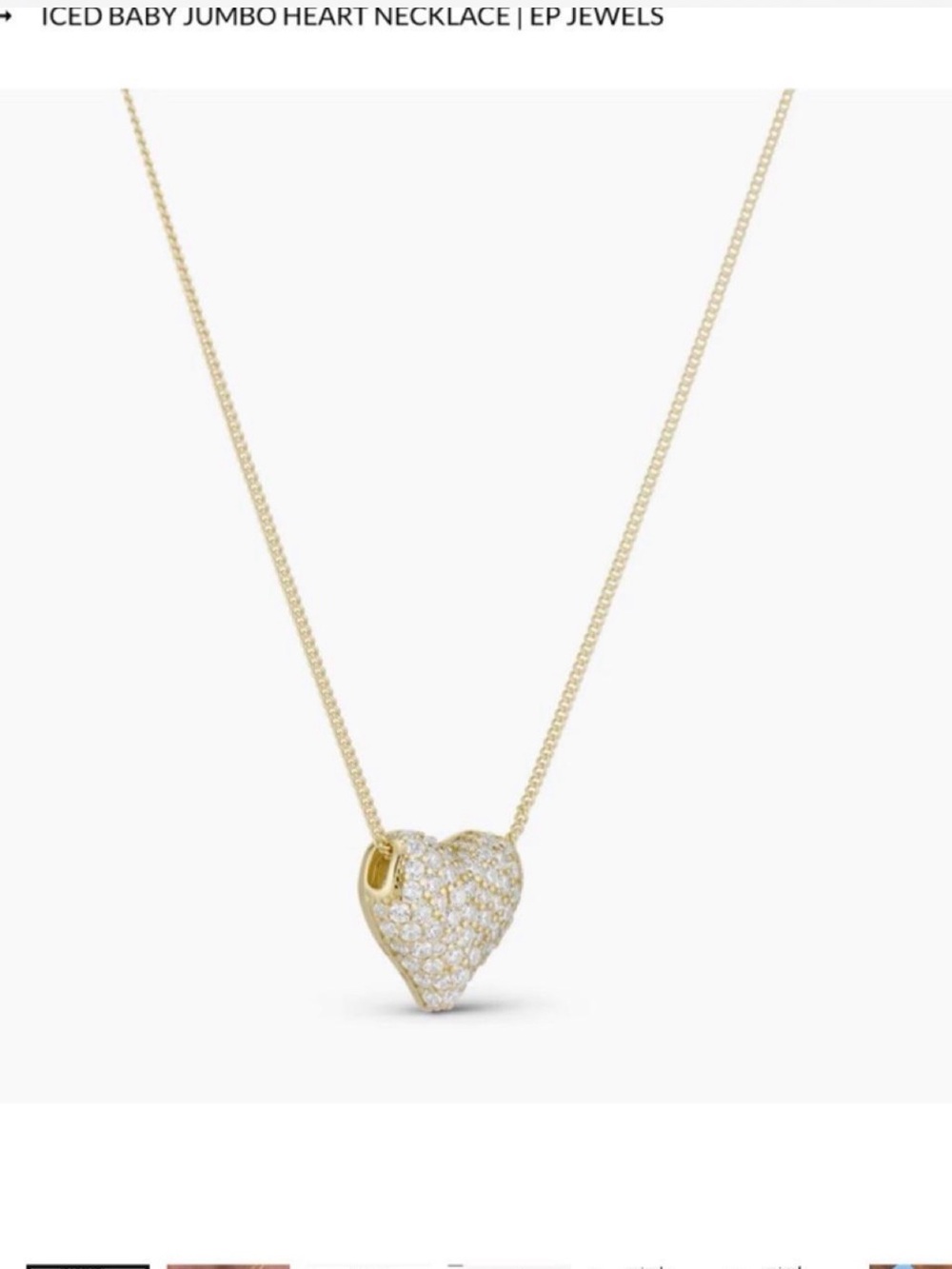 EP Jewels Iced Baby Jumbo Heart Necklace